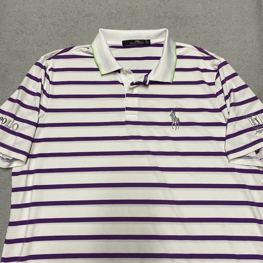 RLX‎ Ralph Lauren Golf Polo Mens Large Striped TPC Sawgrass The Players Pony